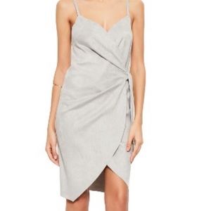 Faux suede grey wrap dress